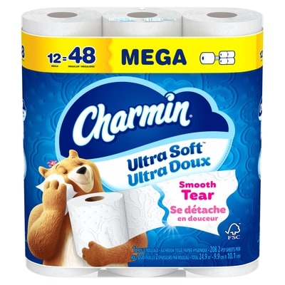 Charmin Toilet Paper Ultra Soft, 12 Mega Rolls 12 ea, $1.92/1ea