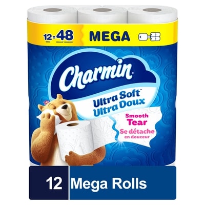 Charmin Toilet Paper Ultra Soft, 12 Mega Rolls, 2-ply Bath Tissue 12 ea, $1.83/1ea