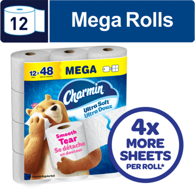 Charmin Toilet Paper Ultra Soft, 12 Mega Rolls 12 ea, $1.92/1ea