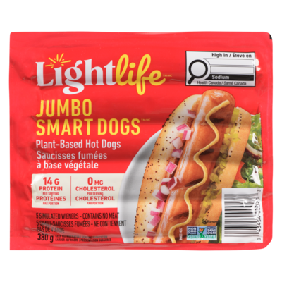 Lightlife Jumbo Smart Dogs, Plant-Based Hot Dogs 380 g, $1.45/100g