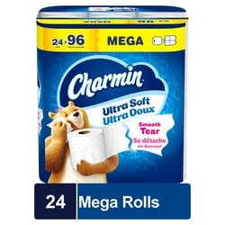 Toilet Paper Ultra Soft, 24 Mega Rolls, 2-ply Bath Tissue