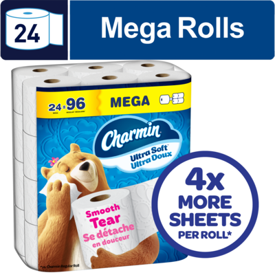 Charmin Toilet Paper Ultra Soft, 24 Mega Rolls 24 ea, $1.54/1ea