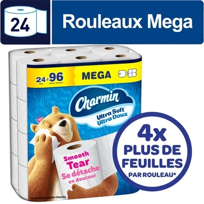 Charmin Papier hygiénique Ultra Doux, 24 rouleaux méga 24 ea, 1,37 $/1ch