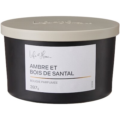 Life at Home Bougie parfumée Ambre et bois de santal 1 ea, 16,00 $/1ch