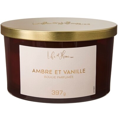 Life at Home Bougie parfumée Ambre et vanille 1 ea, 16,00 $/1ch