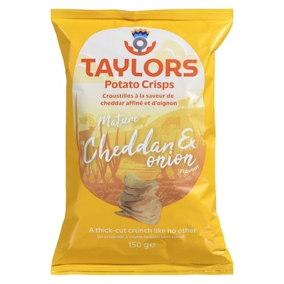 TAYLORS CHIPS Mature Cheddar And Onion Flavour Potato Crisps 150 g, $3.66/100g