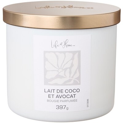 Life at Home Bougie parfumée Lait de coco et avocat 1 ea, 16,00 $/1ch