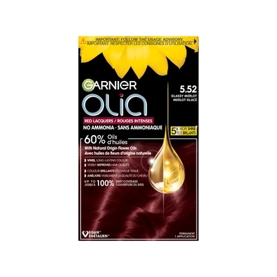 Garnier Olia Ammonia-Free Permanent Hair Dye, 5.52 Glassy Merlot, 60% Oils, 1 Kit 5.52 Glassy Merlot 1 ea, $13.00/1ea