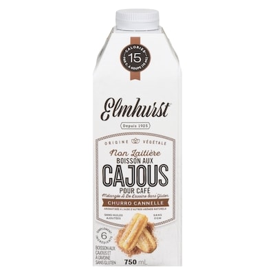 Elmhurst Boisson aux cajous et à l'avoine sans gluten churro cannelle 750 ml, 1,80 $/100ml