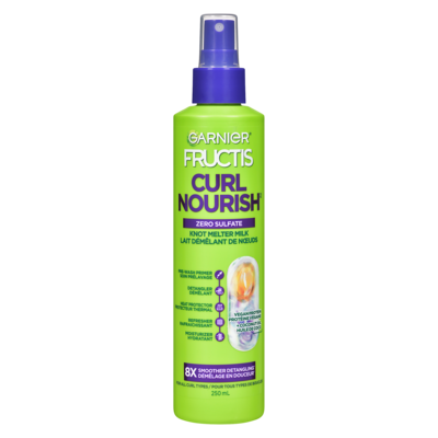 Garnier Curl nourish zero sulfate lait démêlant de nœuds protéine végane + huile de coco 250 ml, 3,60 $/100ml