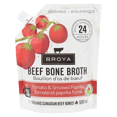 Broya Bouillon d'os de bœuf tomate et paprika fumé biologique 500 ml, 3,00 $/100ml
