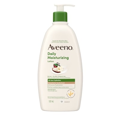 Aveeno Lotion hydratante quotidienne pour le corps, parfum vanille et beurre de cacao 532 ml, 3,95 $/100ml