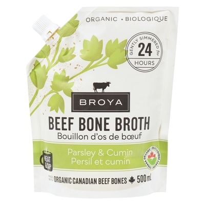 Broya Bouillon d'os de bœuf persil et cumin biologique 500 ml, 3,00 $/100ml