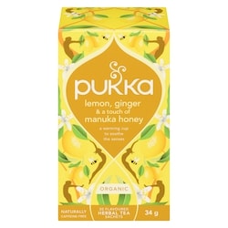 Flavoured Herbal Tea Sachets Lemon, Ginger & A Touch Of Manuka Honey Organic