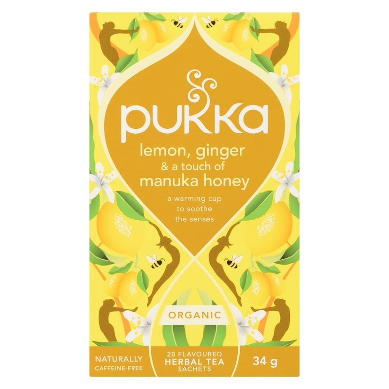 Flavoured Herbal Tea Sachets Lemon, Ginger & A Touch Of Manuka Honey Organic