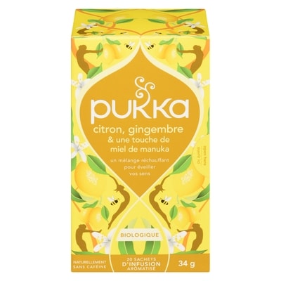 Pukka Sachets d'infusion aromatisé citron, gingembre & une touche de miel de manuka biologique 20 ea, 0,52 $/1ch