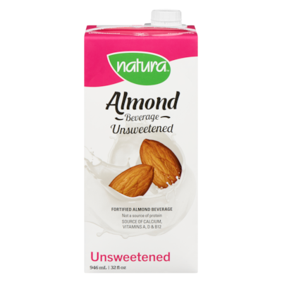 Natura Almond Beverage, Unsweetened 946 ml, $0.37/100ml