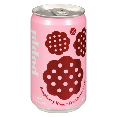 Poppi Soda framboise et rose 222 ml, 1,35 $/100ml