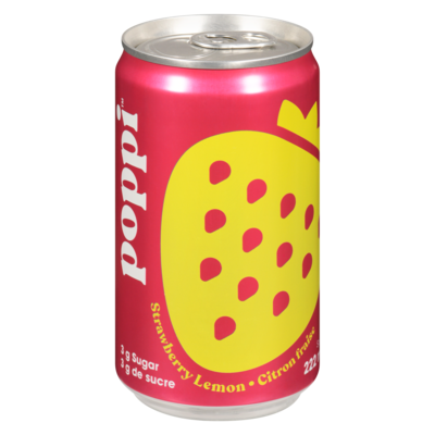 Poppi Soda citron fraise 222 ml, 1,35 $/100ml