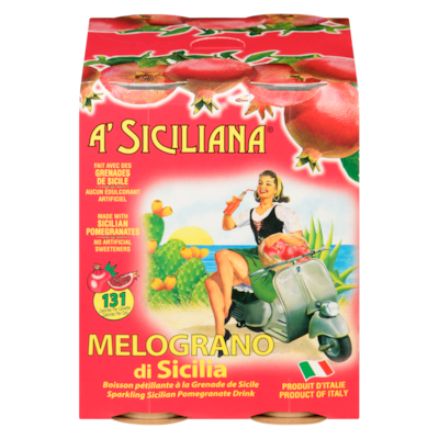 A'Siciliana Sparkling Sicilian Pomegranate Drink 4x330.0 ml, $0.76/100ml