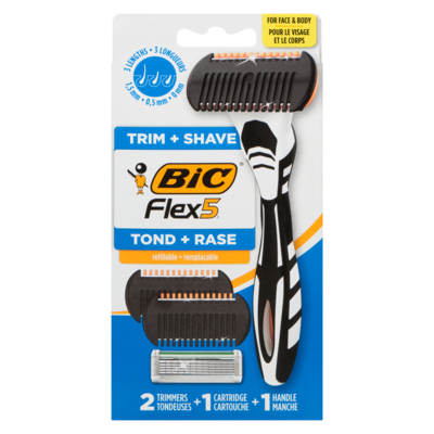 BIC Ensemble de rasage pour le visage et le corps tond + rase remplaçable 3 ea, 3,16 $/1ch