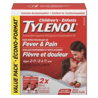 Tylenol Suspension Liquid Fever & Pain Ages 2-11 Berry Value Pack 2x100.0 ml, $9.50/100ml