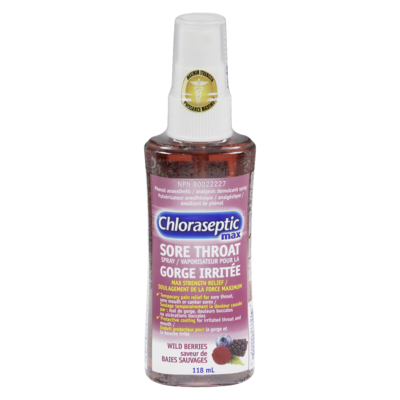 Chloraseptic Sore Throat Spray Maximum Strength Wild Berries 118 ml, $11.01/100ml