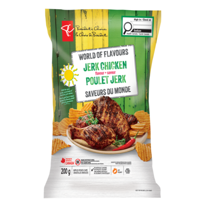 le Choix du Président Croustilles saveurs du monde poulet jerk 200 g, 1,25 $/100g