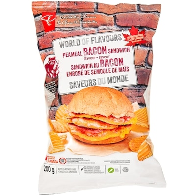President's Choice World of Flavours Chips, Peameal Bacon Sandwich 200 g, $1.25/100g
