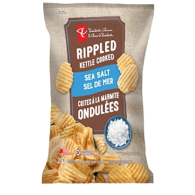 le Choix du Président Croustilles cuites à la marmite ondulées à saveur sel de mer 200 g, 1,25 $/100g