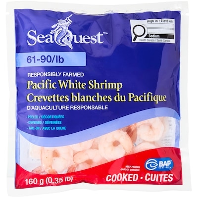 Seaquest Pacific White Shrimp 160 g, $2.19/100g