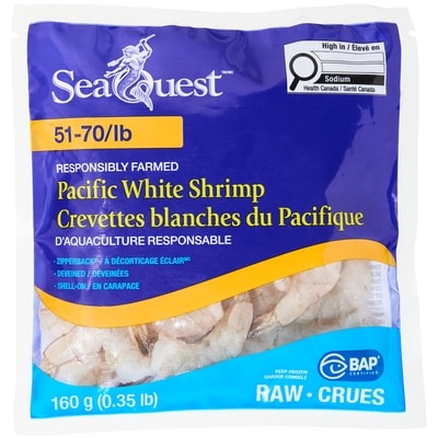 Seaquest Pacific White Shrimp 160 g, $2.19/100g