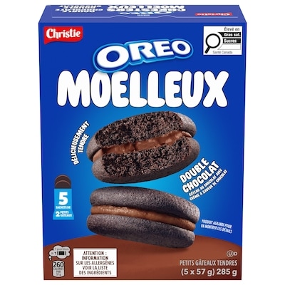 Christie Oreo Moelleux Petits gâteaux tendres Double chocolat 285 g, 1,93 $/100g