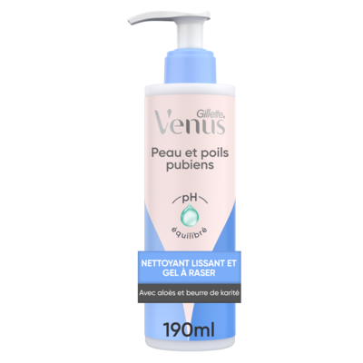 Venus Nettoyant lissant et gel à raser pour la peau et les poils pubiens, nettoyant doux pour la peau et gel à raser pour femmes, gel à raser pour la zone du bikini 190 ml, 12,89 $/100ml