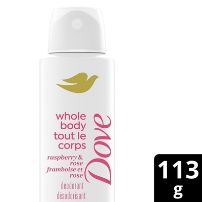 Dove Deodorant Spray Whole Body Raspberry & Rose Aluminum-Free 113 g, $12.39/100g
