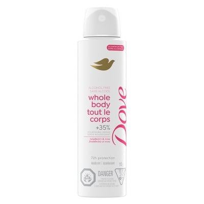 Dove Déodorant en spray corps entier framboise et rose sans aluminium 113 g, 16,81 $/100g