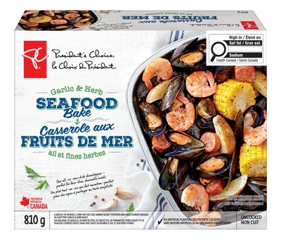 President's Choice Seafood Bake Garlic Herb  810 g, $2.47/100g