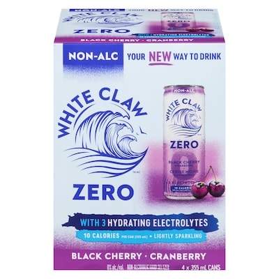 WHITE CLAW Non-Alcoholic Hard Seltzer Black Cherry Cranberry 4x355.0 ml, $0.84/100ml