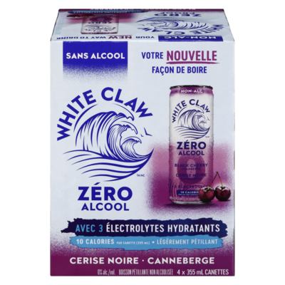 WHITE CLAW Boisson pétillante non alcoolisée cerise noire canneberge 4x355.0 ml, 0,84 $/100ml