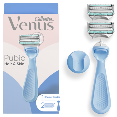 Gillette for Pubic Hair & Skin, Bikini Razors for Women, Intimate Razor for Women, Razor for Bikini Area, Razor Handle + 2 Razor Refills 1 ea, $20.99/1ea