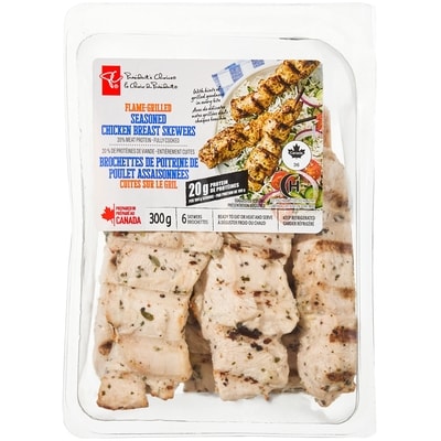 le Choix du Président Brochettes de poitrine de poulet assaisonnées cuites sur le grill 300 g, 4,00 $/100g