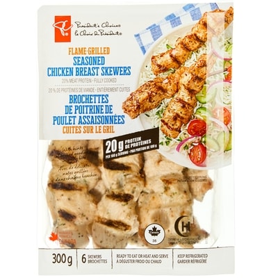 le Choix du Président Brochettes de poitrine de poulet assaisonnées cuites sur le gril 300 g, 4,00 $/100g