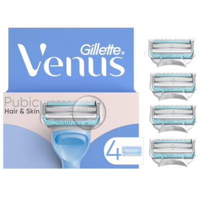 Gillette for Pubic Hair & Skin Razor Blade Refills, Bikini Line Razor Heads, Intimate Razor for Women Shaving Blades, 4 Razor Blade Refills 4 ea, $6.12/1ea