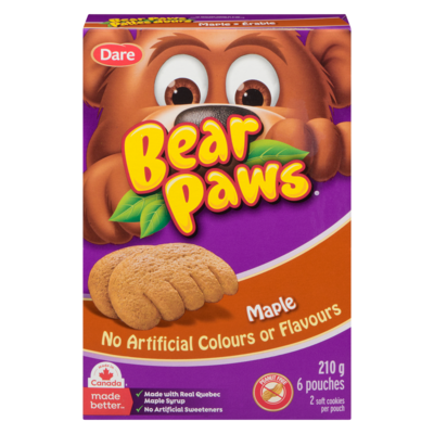 Dare Bear Paws Cookies Maple, 6 Pack 210 g, $1.90/100g