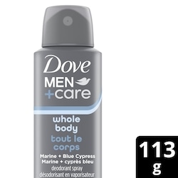 Dove Deodorant Spray Whole Body Marine + Blue Cypress 113 g, $16.81/100g
