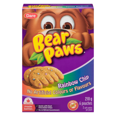Dare Bear Paws Cookies Rainbow, 6 Pouches 210 g, $2.38/100g