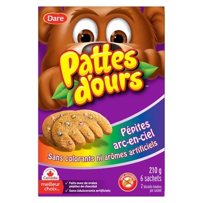 Dare Biscuits Pattes d’ours Pépites arc-en-ciel 210 g, 2,61 $/100g