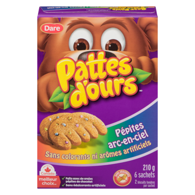 Dare Biscuits pattes d'ours pépites arc-en-ciel, 6 sachets 210 g, 1,19 $/100g