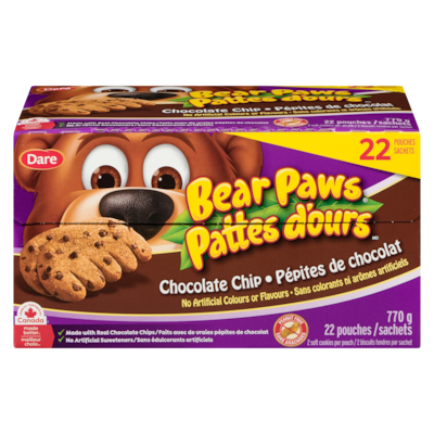 Dare Biscuits pattes d'ours pépites de chocolat, 22 sachets 770 g, 1,36 $/100g