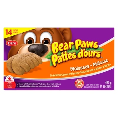 Dare Bear Paws Molasses Cookies 490 g, $1.12/100g